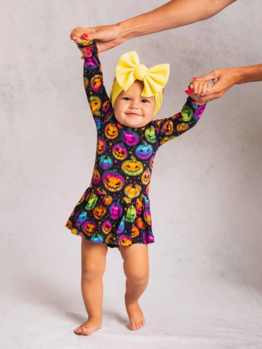 Bums and Roses Glow Hard or Glow Home Long Sleeve Ruffle Dress, 6-12m, EUC